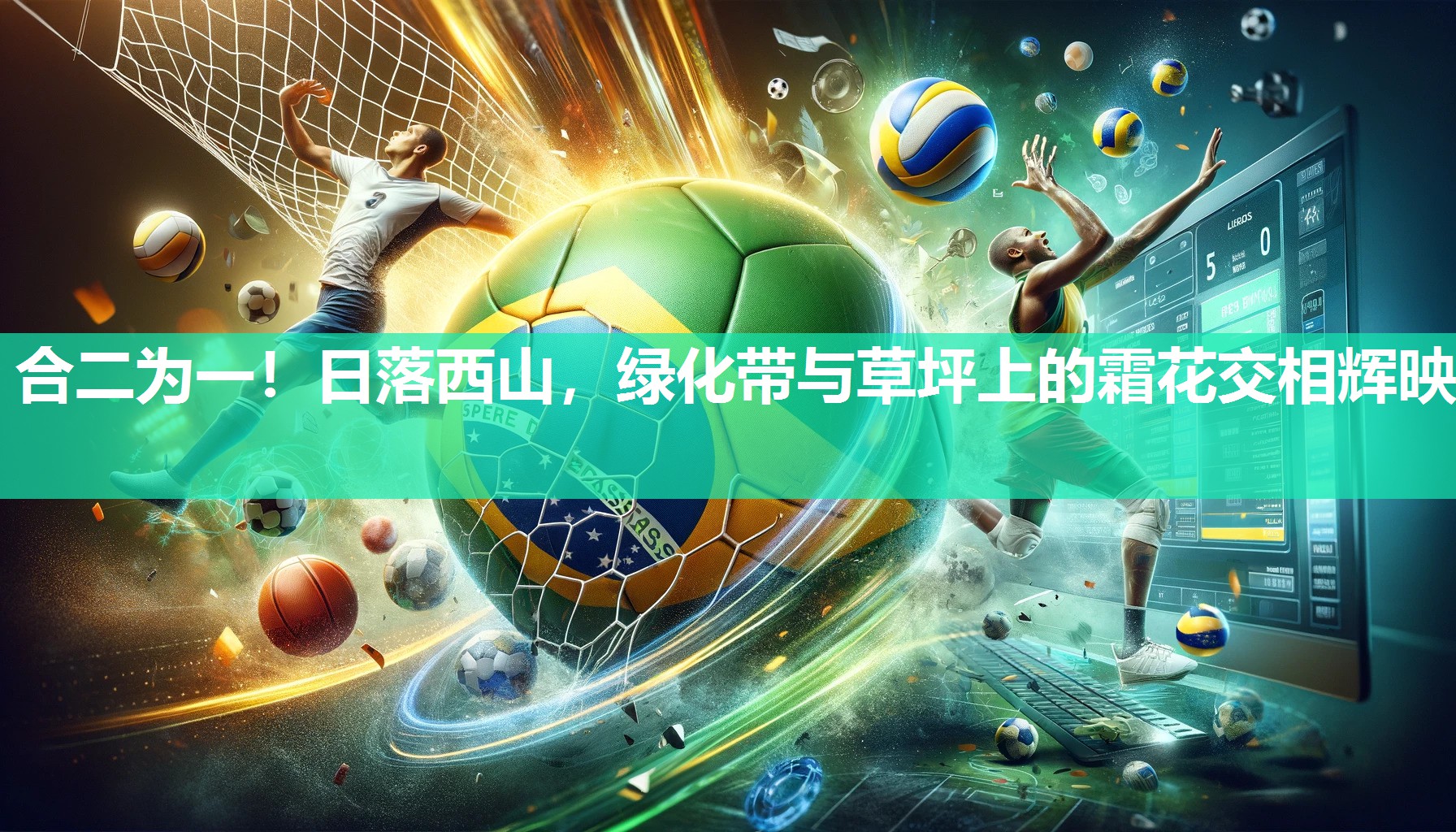 合二为一！日落西山，绿化带与草坪上的霜花交相辉映